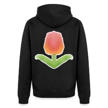 Tulpe! - Unisex Premium Bio Zip Hoodie - Schwarz - Hinten - Nico (187cm)