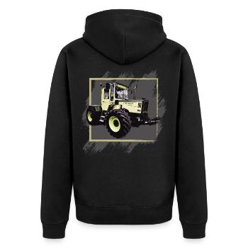 Old MB 1000 tractor - Unisex Premium Organic Zip Hoodie - black - Back - Nico (187cm)