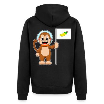 Affe Astronaut Weltraum - Unisex Premium Bio Zip Hoodie - Schwarz - Hinten - Nico (187cm)
