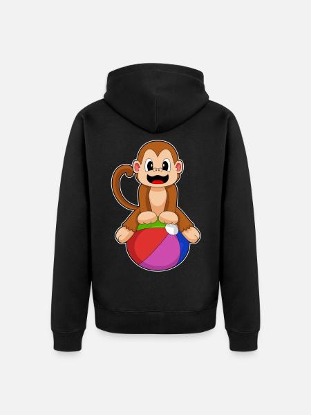 Monkey Workout Gymnastics Fitness - Unisex Premium Organic Zip Hoodie - black