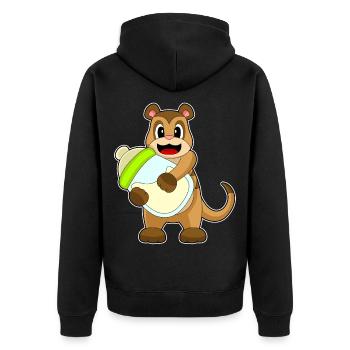 Meerkat Baby Milk Bottle - Unisex Premium Organic Zip Hoodie - black - Back - Nico (187cm)