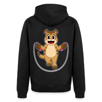 Forme physique pour sauter à la corde sur la corde suricate - Veste à capuche bio Premium Unisexe - noir - Dos - Nico (187cm)