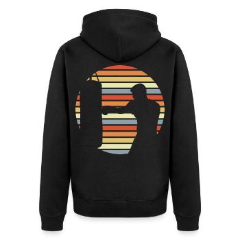 Boxer Drawing - Unisex Premium Organic Zip Hoodie - black - Back - Nico (187cm)