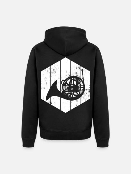 Sketch French horn - Unisex Premium Organic Zip Hoodie - black