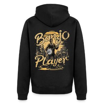 Joueur de Banjo Retro Vintage - Veste à capuche bio Premium Unisexe - noir - Dos - Nico (187cm)