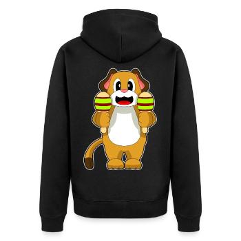 Dog Musician Rattle Music - Unisex Premium Organic Zip Hoodie - black - Back - Nico (187cm)
