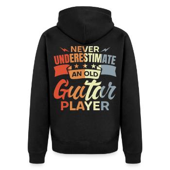 Never Underestimate An Old Guitar Player - Unisex Premium Bio Zip Hoodie - Schwarz - Hinten - Nico (187cm)