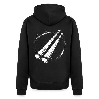 Drumsticks Sketch - Unisex Premium Organic Zip Hoodie - black - Back - Nico (187cm)