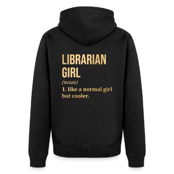Librarian - Unisex Premium Organic Zip Hoodie - black - Back - Nico (187cm)