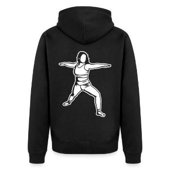 Yogini Skizze - Unisex Premium Bio Zip Hoodie - Schwarz - Hinten - Nico (187cm)