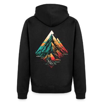 Mountain Biking Steamwave - Unisex Premium Organic Zip Hoodie - black - Back - Nico (187cm)