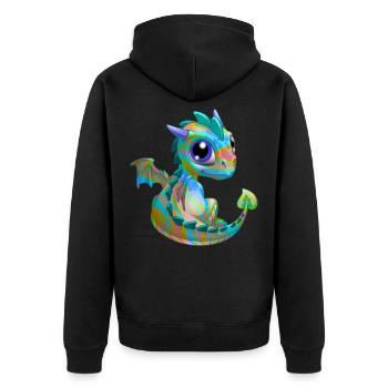 Baby Drache Psy| Niedlicher Psy Baby Drache - Unisex Premium Bio Zip Hoodie - Schwarz - Hinten - Nico (187cm)