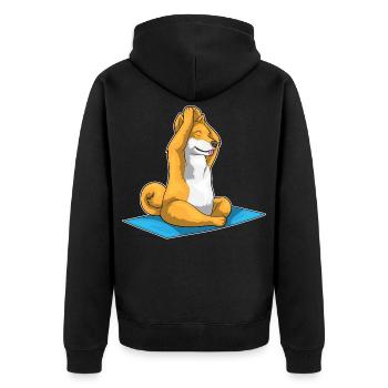 Méditation de fitness Shiba Inu Yoga - Veste à capuche bio Premium Unisexe - noir - Dos - Nico (187cm)