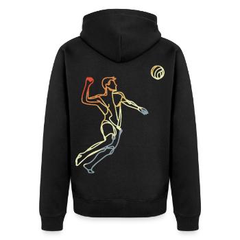 Beach Volley-ball Vintage Line Art - Veste à capuche bio Premium Unisexe - noir - Dos - Nico (187cm)