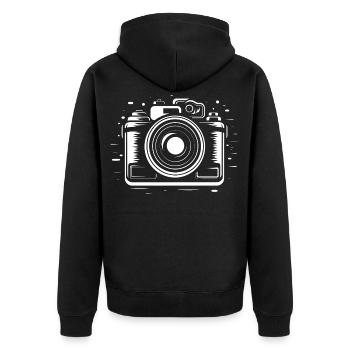 Croquis de l’appareil photo - Veste à capuche bio Premium Unisexe - noir - Dos - Nico (187cm)