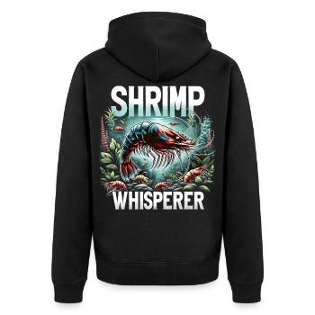 Garnelen Aquarium, Amanogarnelen, Red Fire Garnele - Unisex Premium Bio Zip Hoodie - Schwarz - Hinten - Nico (187cm)