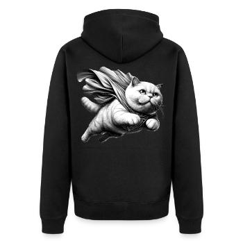 Super Katze BKH weiß Britisch Kurzhaar Geschenk - Unisex Premium Bio Zip Hoodie - Schwarz - Hinten - Nico (187cm)