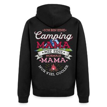 Camping Mama Campingplatz Camper Zelten Lagerfeuer - Unisex Premium Bio Zip Hoodie - Schwarz - Hinten - Nico (187cm)