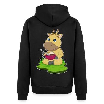 Giraffe Cooking Bowl Cooking - Unisex Premium Organic Zip Hoodie - black - Back - Nico (187cm)