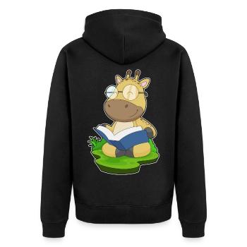 Giraffe Nerd Book Glasses - Unisex Premium Organic Zip Hoodie - black - Back - Nico (187cm)