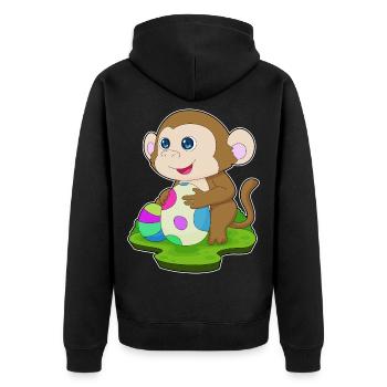 Monkey Easter Easter Eggs - Unisex Premium Organic Zip Hoodie - black - Back - Nico (187cm)