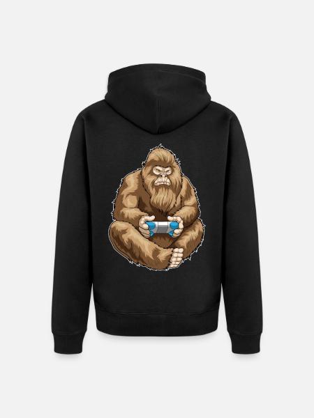 Bigfoot Halloween Gamer - Unisex Premium Organic Zip Hoodie - black