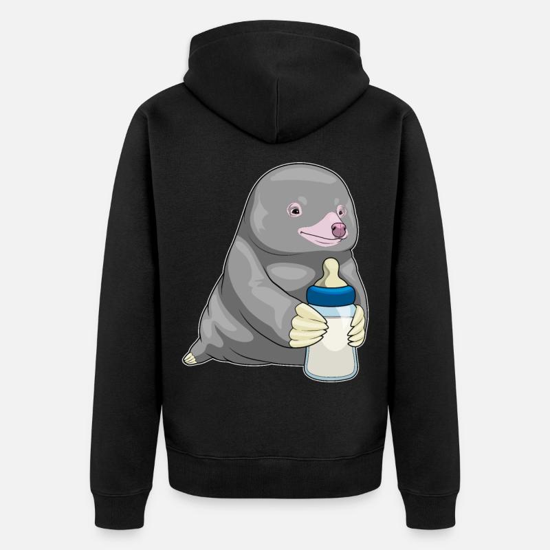 Mole Lait de biberon - Veste à capuche bio Premium Unisexe - noir