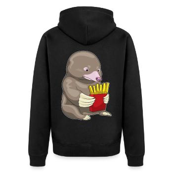 Frites taupes - Veste à capuche bio Premium Unisexe - noir - Dos - Nico (187cm)