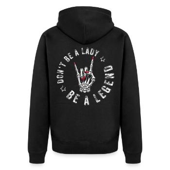 devils horns metal dont be a lady festival spruch - Unisex Premium Bio Zip Hoodie - Schwarz - Hinten - Nico (187cm)