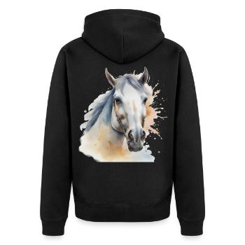 Tête de cheval Cheval Cheval Cheval Etalon - Veste à capuche bio Premium Unisexe - noir - Dos - Nico (187cm)
