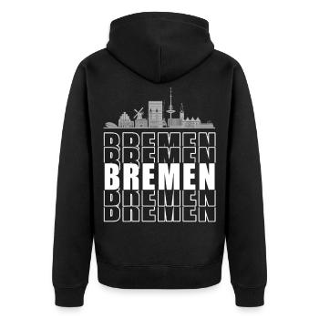 Bremen Hansestadt Silhouette Skyline - Unisex Premium Bio Zip Hoodie - Schwarz - Hinten - Nico (187cm)