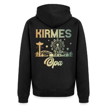 Kirmes Opa Jahrmarkt Rummel Volksfest - Unisex Premium Bio Zip Hoodie - Schwarz - Hinten - Nico (187cm)