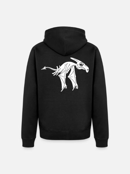 White Flying Dinosaur - Unisex Premium Organic Zip Hoodie - black