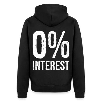 0% Interest funny - Unisex Premium Organic Zip Hoodie - black - Back - Nico (187cm)