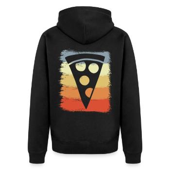 Vintage Pizza - Unisex Premium Organic Zip Hoodie - black - Back - Nico (187cm)