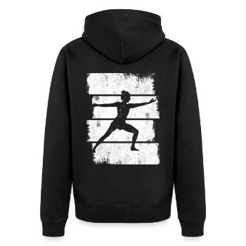 Yogini Zeichnung - Unisex Premium Bio Zip Hoodie - Schwarz - Hinten - Nico (187cm)