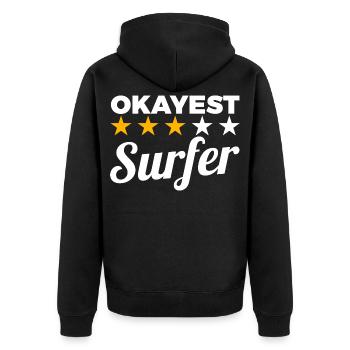 Okayest Surfer - Unisex Premium Organic Zip Hoodie - black - Back - Nico (187cm)