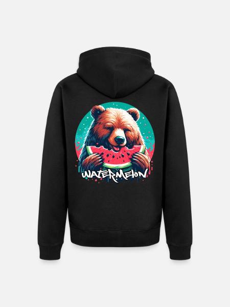 Watermelon Bear Yummy Gift - Unisex Premium Organic Zip Hoodie - black