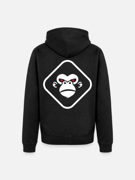 Gorilla Logo dunkler Hintergrund - Unisex Premium Bio Zip Hoodie - Schwarz