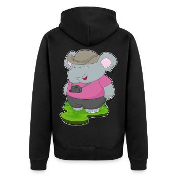 Elephant Photographer Camera - Unisex Premium Organic Zip Hoodie - black - Back - Nico (187cm)