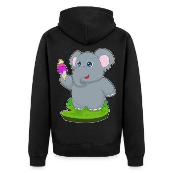 Elefant Waffeleis - Unisex Premium Bio Zip Hoodie - Schwarz - Hinten - Nico (187cm)
