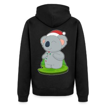 Koala Weihnachten Zuckerstange - Unisex Premium Bio Zip Hoodie - Schwarz - Hinten - Nico (187cm)