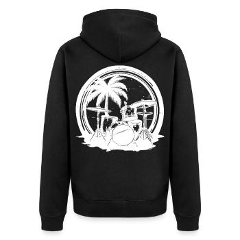 Schlagzeug - Unisex Premium Bio Zip Hoodie - Schwarz - Hinten - Nico (187cm)