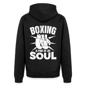 Boxen ist Teil meiner Seele - Unisex Premium Bio Zip Hoodie - Schwarz - Hinten - Nico (187cm)