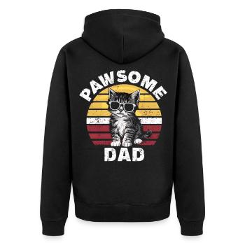 Cat Dad Cat Dad Retro - Unisex Premium Organic Zip Hoodie - black - Back - Nico (187cm)