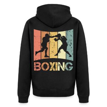 Vintage Boxers - Unisex Premium Organic Zip Hoodie - black - Back - Nico (187cm)