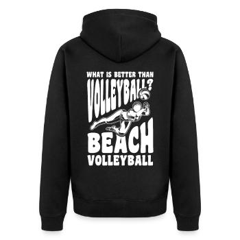 Beachvolleyballer Witz - Unisex Premium Bio Zip Hoodie - Schwarz - Hinten - Nico (187cm)