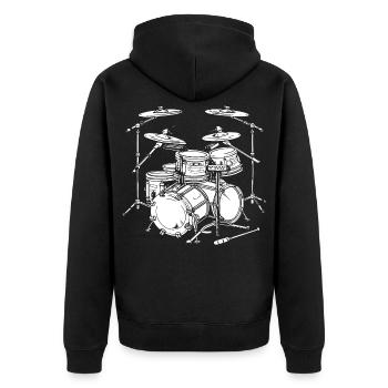 Drum Graphics - Unisex Premium Organic Zip Hoodie - black - Back - Nico (187cm)