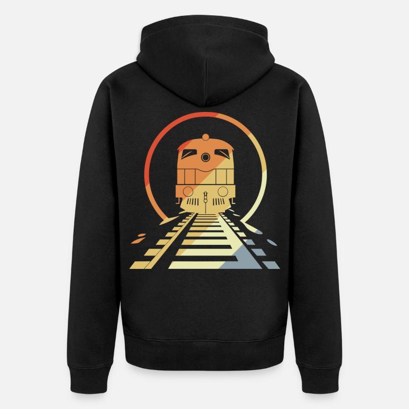 Chemin de fer rétro - Veste à capuche bio Premium Unisexe - noir