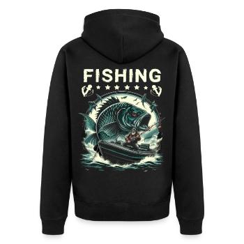 Majestic Carp Vintage Angler - Veste à capuche bio Premium Unisexe - noir - Dos - Nico (187cm)